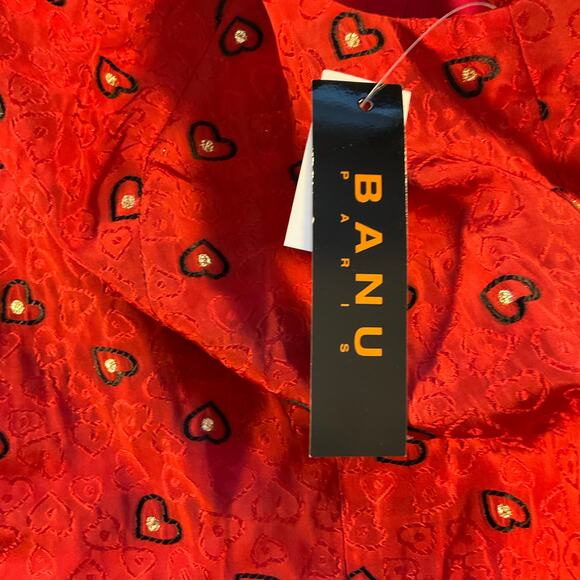 Banu Paris Silk Blend Sheath Dress and Jacket Size 8 Vintage NWT Holiday Hearts - Picture 14 of 16